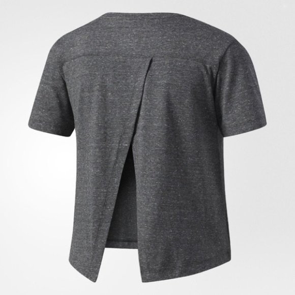 Adidas Grey Open Back Short Sleeve T-Shirt - Picture 13 of 13